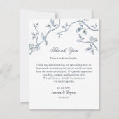 Blauw & wit Frans Toile Trouwkaart Bedankkaart (Voorkant)