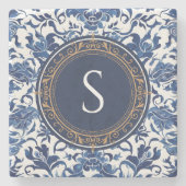 Blauw-wit Franse Toile Chinoiserie Stenen Onderzetter (Voorkant)