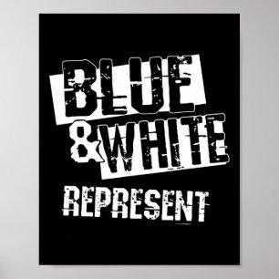 Blauw-wit Game Day Group Shirt voor de middelbare  Poster