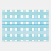 Blauw wit geblokte plaid inpakpapier vel (Voorkant)