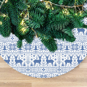 Blauw & Wit Gebreid Lelijke Trui Patroon Script Na Fleece Kerstboom Rok