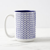 BLAUW & WIT GEBREID Marineblauw Tweekleur Mok (Links)
