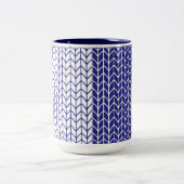 BLAUW & WIT GEBREID Marineblauw Tweekleur Mok (Center)