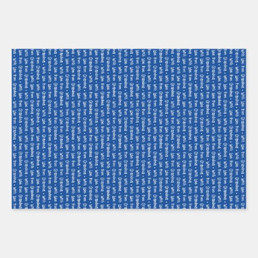 Blauw & Wit Gecoördineerd Geometrisch & "Met Liefd Inpakpapier Vel (Voorkant)