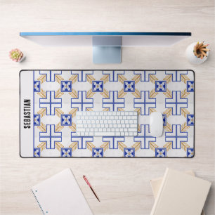 Blauw Wit Geel Azulejo Portugees Tegels Naam Bureaumat