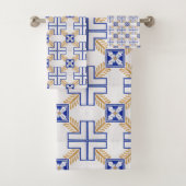 Blauw Wit Geel Azulejo Portugees Tegels Patroon Bad Handdoek (Insitu)