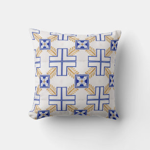 Blauw Wit Geel Azulejo Portugees Tegels Patroon Kussen