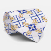 Blauw Wit Geel Azulejo Portugees Tegels Patroon Stropdas (Opgerold)