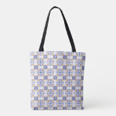 Blauw Wit Geel Azulejo Portugees Tegels Patroon Tote Bag (Achterkant)
