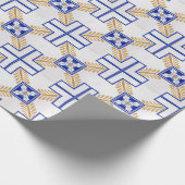 Blauw Wit Geel Azulejo Portugese Tegels Patroon Cadeaupapier (Hoek)
