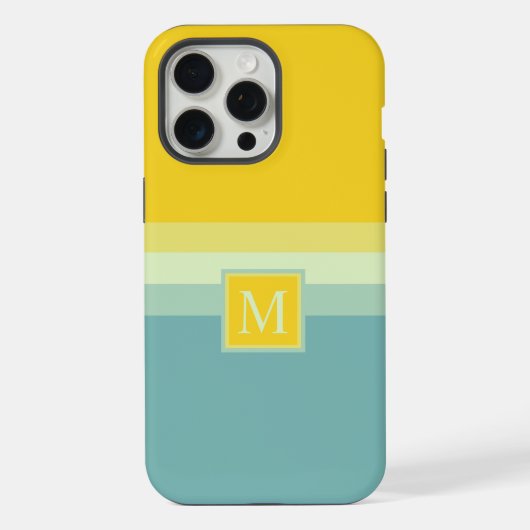  blauw wit geel kleurenblok iPhone hoesje (Achterkant)