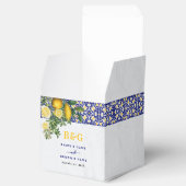 Blauw Wit Geel Mediterraans Tegel Citroen Bruiloft Bedankdoosjes (Geopend)