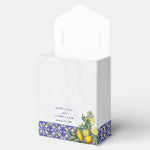 Blauw Wit Geel Mediterraans Tegel Citroen Bruiloft Bedankdoosjes (Geopend)