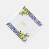 Blauw Wit Geel Mediterraans Tegel Citroen Bruiloft Servet (Hoek)