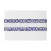 Blauw Wit Geel Mediterraans Tegel Citroen Bruiloft Uitnodigingen Wikkel (Achterkant Voorbeeld)