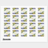 Blauw Wit Geel Mediterraans Tegel Citroen Bruiloft Vierkante Sticker (Vel)