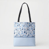 Blauw, wit, geel Plant, kleurblok Tote Bag (Voorkant)
