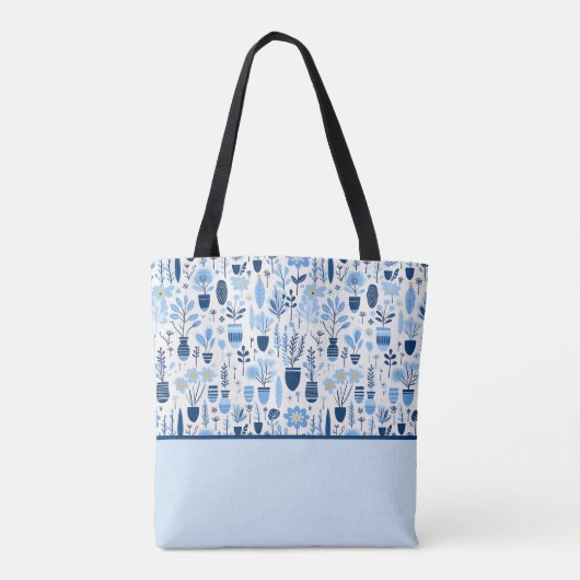 Blauw, wit, geel Plant, kleurblok Tote Bag (Achterkant)