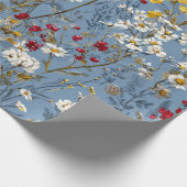Blauw Wit Geel Rood Ditsy Bloem Pastel Boho 70s Cadeaupapier (Hoek)