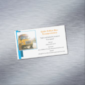 Blauw Wit Geel Schoolbuschauffeur Magnetisch Visitekaartje (Voorbeeld)