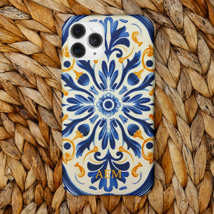 Blauw Wit Geel  Tegel Patroon iPhone 15 Pro Max Hoesje