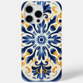 Blauw Wit Geel  Tegel Patroon Case-Mate iPhone Case (Achterkant)