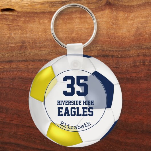 blauw wit geel voetbal teamkleuren sleutelhanger (Voorkant)