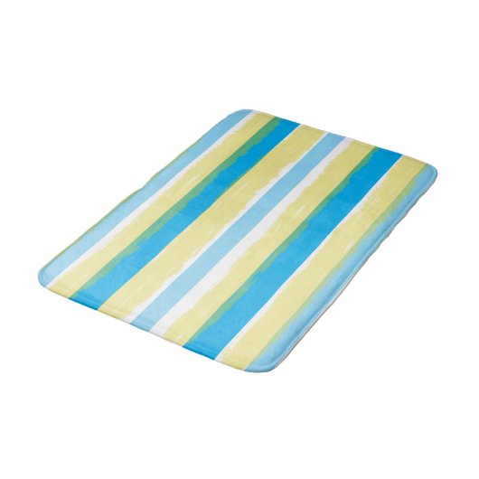 Blauw Wit Geel Zomer Strepen Badmat (Gekanteld)