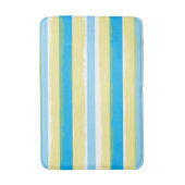 Blauw Wit Geel Zomer Strepen Badmat (Voorkant Verticaal)
