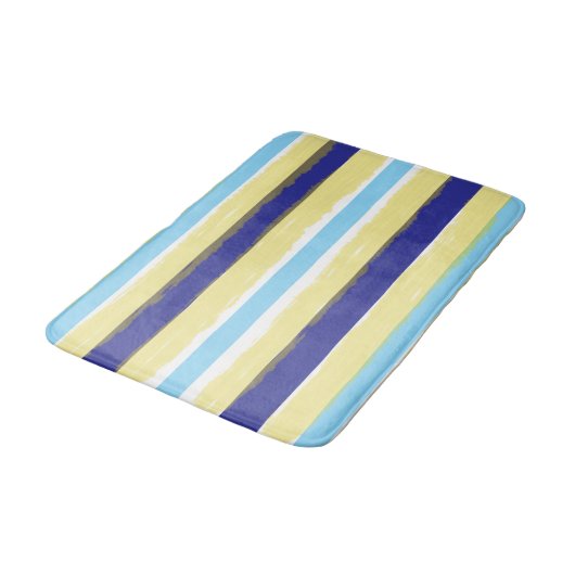 Blauw Wit Geel Zomer Strepen Badmat (Gekanteld)