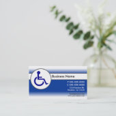 Blauw wit gehandicaptensymbool visitekaartjes (Staand voorkant)