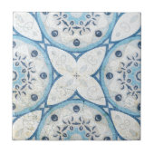 Blauw wit, gekraakt, eenzijdig uitziend mozaïek tegeltje (Voorkant)