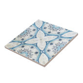 Blauw wit, gekraakt, eenzijdig uitziend mozaïek tegeltje (Zijkant)