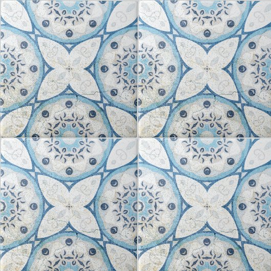 Blauw wit, gekraakt, eenzijdig uitziend mozaïek tegeltje