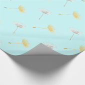 Blauw Wit Gele Paardebloem Bloemen Verjaardag Cadeaupapier (Hoek)