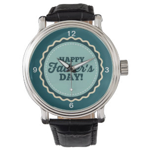 Blauw Wit Gelukkig Vaderdag Pap Horloge