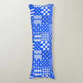 Blauw Wit Gemengde Patchwork Ontwerp Lichaamskussen (Voorkant Verticaal)