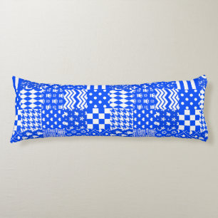 Blauw Wit Gemengde Patchwork Ontwerp Lichaamskussen