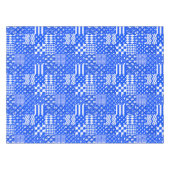 Blauw Wit Gemengde Patchwork Ontwerp Tafelkleed (Voorkant (Horizontaal))