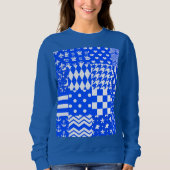 Blauw Wit Gemengde Patchwork Ontwerp Trui (Voorkant)