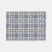  blauw wit geometrisch bloemenpatroon fleece deken (Voorkant (Horizontaal))