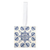  Blauw Wit Geometrisch Bloemkerst Decoratie (Voorkant)