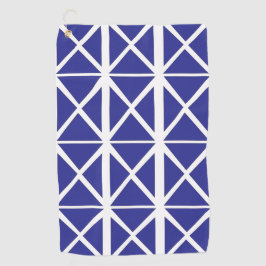 Blauw wit geometrisch driehoekspatroon golfhanddoek