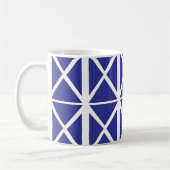 Blauw wit geometrisch driehoekspatroon koffiemok (Links)