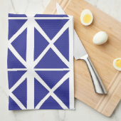 Blauw wit geometrisch driehoekspatroon theedoek (Quarter Fold)