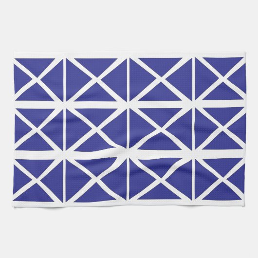 Blauw wit geometrisch driehoekspatroon theedoek (Horizontaal)