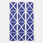 Blauw wit geometrisch driehoekspatroon theedoek (Verticaal)