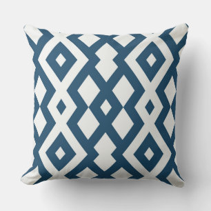 Blauw/Wit Geometrisch Kussen