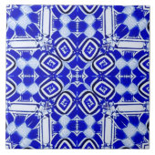 Blauw wit geometrisch mozaïek tegeltje (Voorkant)