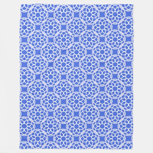 Blauw Wit geometrisch naadloos patroon Fleece Deken (Voorkant)